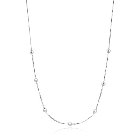 Silver Modern Beaded Necklace.